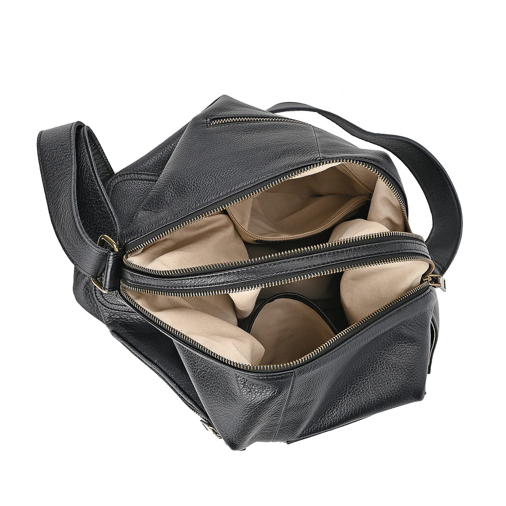 Genuine Leather Sumptuous Crossbody Bag - Black