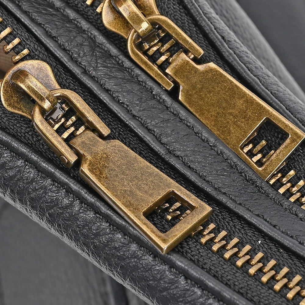 Genuine Leather Sumptuous Crossbody Bag - Black