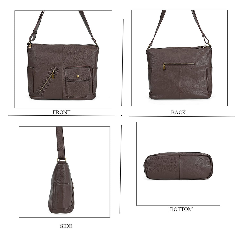 Genuine Leather Sumptuous Crossbody Bag - Coffee
