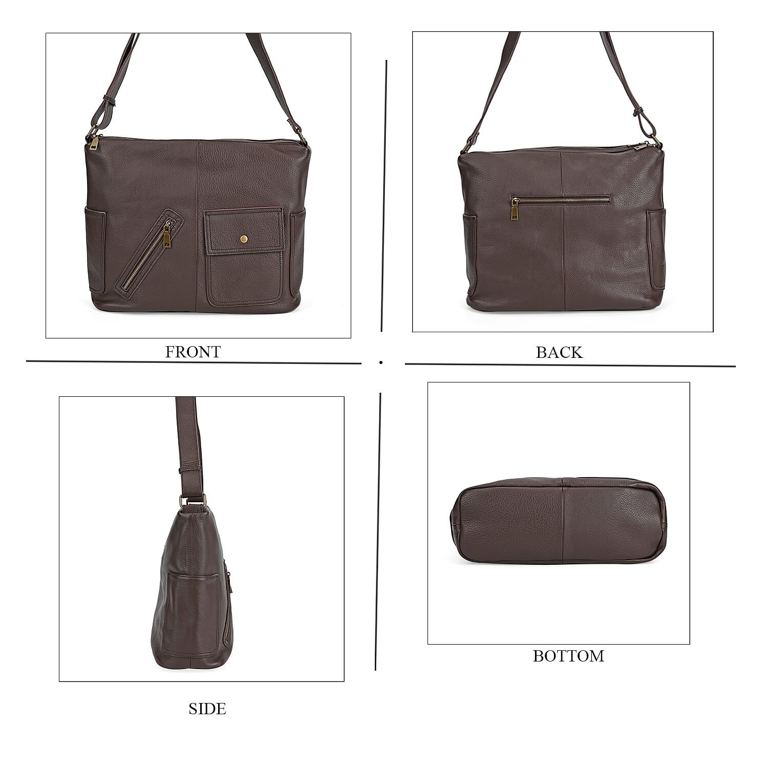 Genuine Leather Sumptuous Crossbody Bag - Coffee