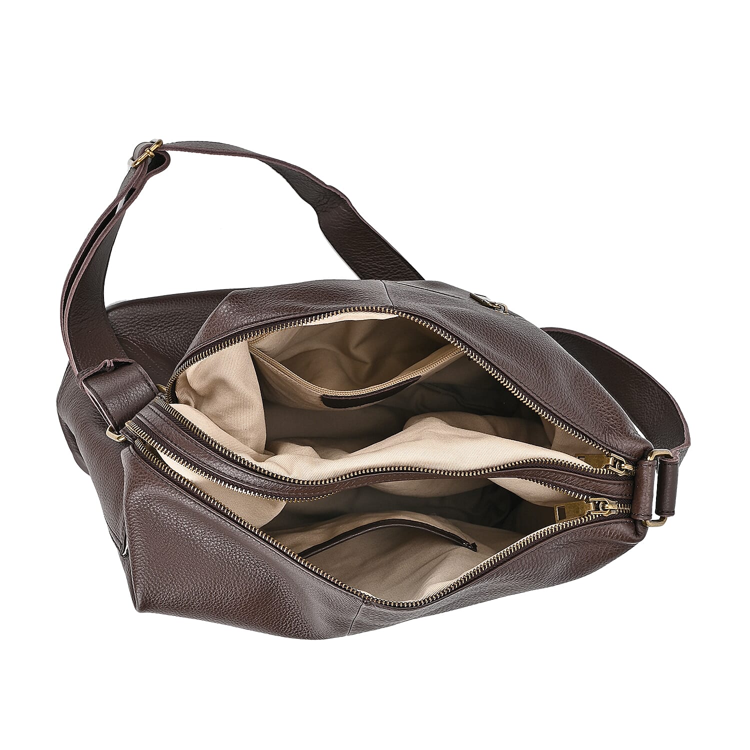 Genuine Leather Sumptuous Crossbody Bag - Coffee
