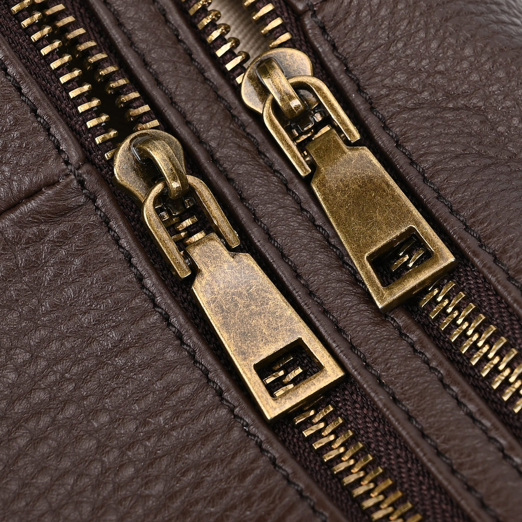 Genuine Leather Sumptuous Crossbody Bag - Coffee