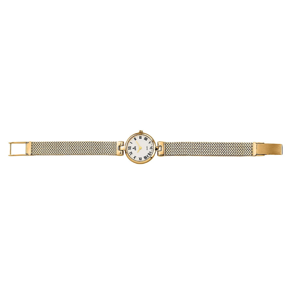 Premium Offer - Luxury 9K Yellow Gold Ladies Swiss Movement Watch With Water Resistant Wave Link (Size7.5) - Oval 17.5 Grams