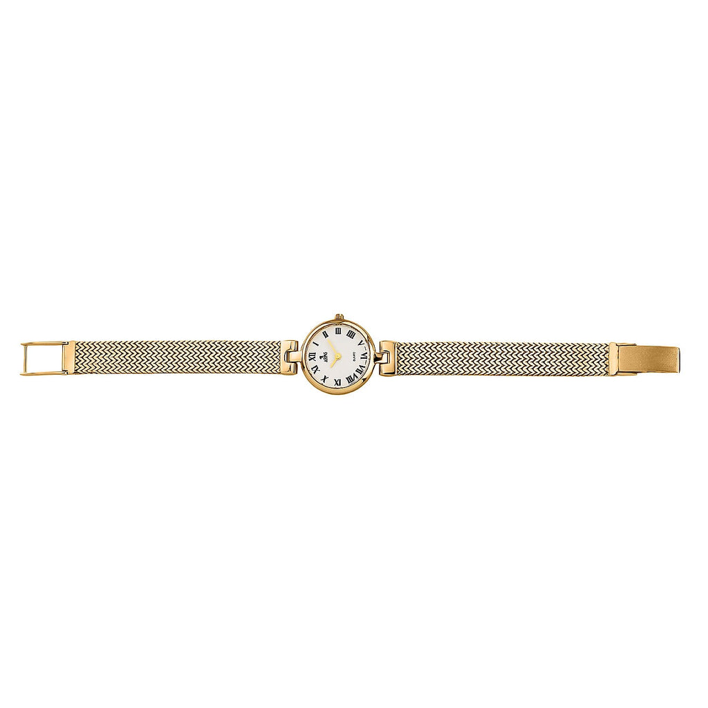 Premium Offer - Luxury 9K Yellow Gold Ladies Swiss Movement Watch With Water Resistant Wave Link (Size7.5) - Oval 17.5 Grams
