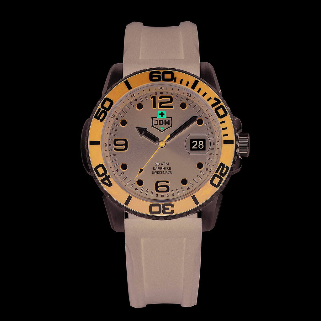 JDM Military Mike Swiss Quartz Movt. 20ATM WR Black Dial Mens Watch with Silver Colour Stainless Steel Strap