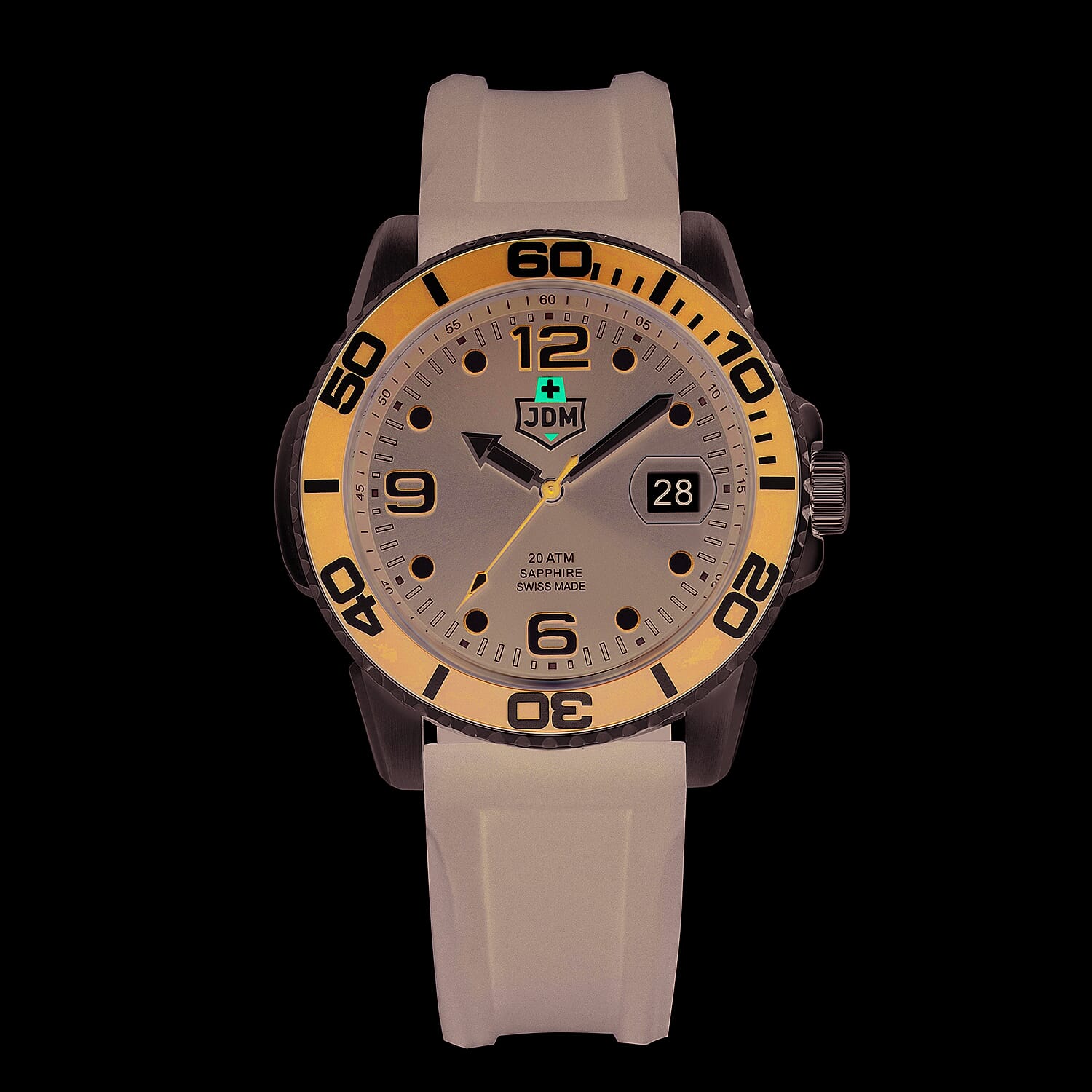 JDM Military Mike Swiss Quartz Movt. 20ATM WR Black Dial Mens Watch with Silver Colour Stainless Steel Strap