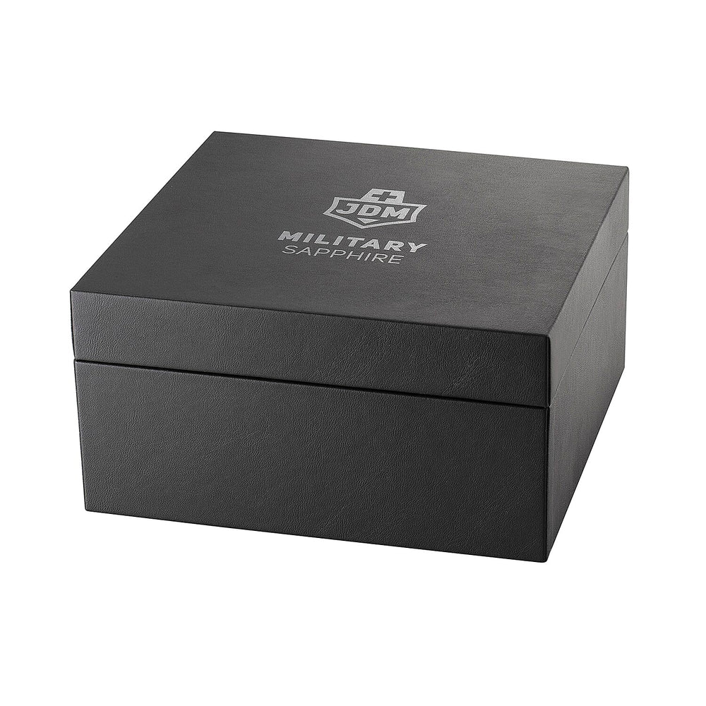 JDM Military Mike Swiss Quartz Movt. 20ATM WR Black Dial Mens Watch with Silver Colour Stainless Steel Strap