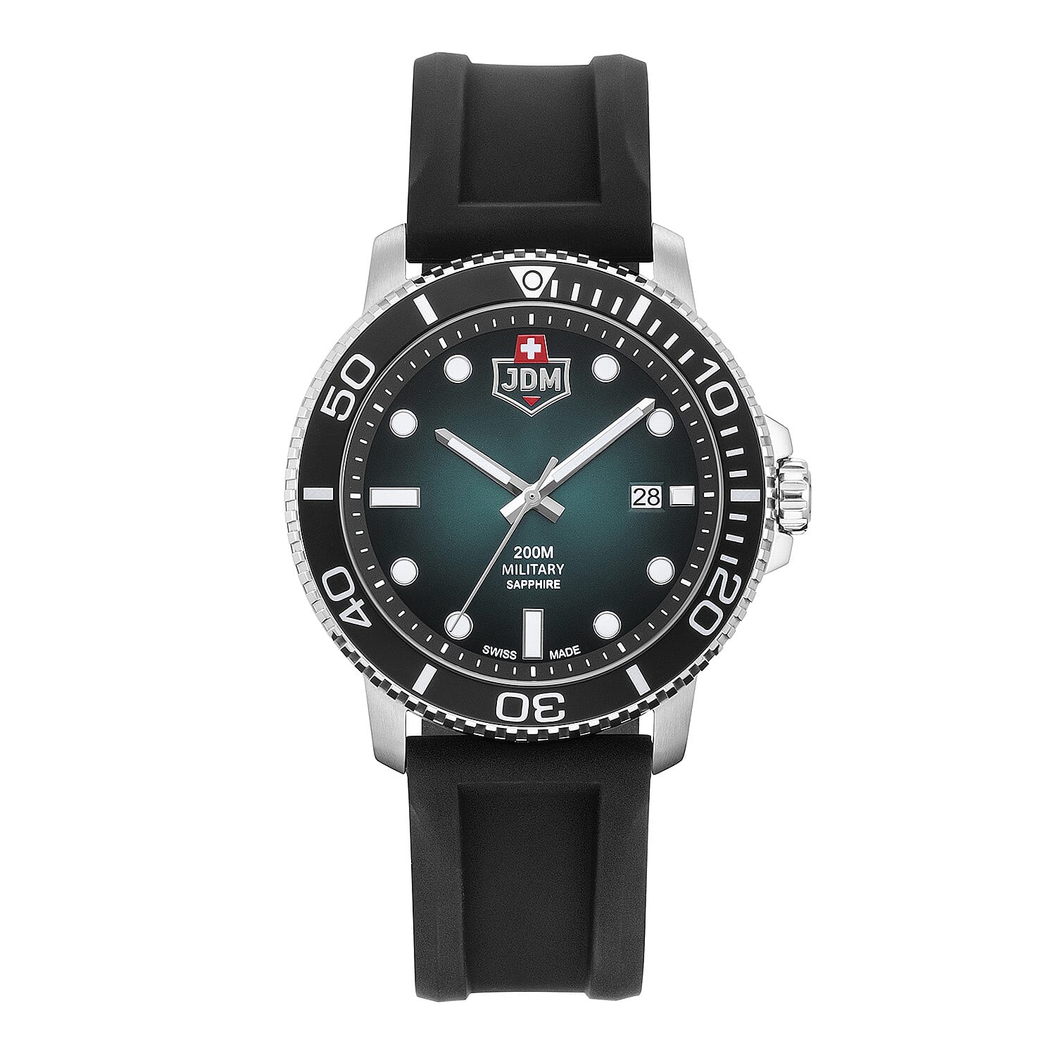 JDM Military Tango Green Swiss Quartz Movt. 20ATM Water Resistant Mens Analogue Watch with Black Colour Rubber Strap