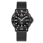 JDM Military Tango Swiss Movt. 20ATM Water Resistance Black Dial Mens Watch with Black Colour Stainless Steel Strap