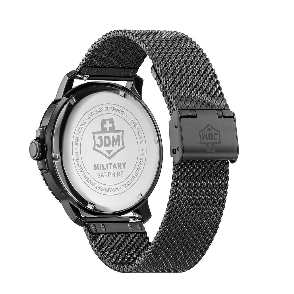 JDM Military Tango Swiss Movt. 20ATM Water Resistance Black Dial Mens Watch with Black Colour Stainless Steel Strap