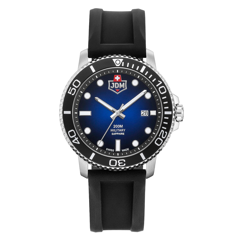 JDM Military Swiss Mens Watch in Stainless Steel - Black