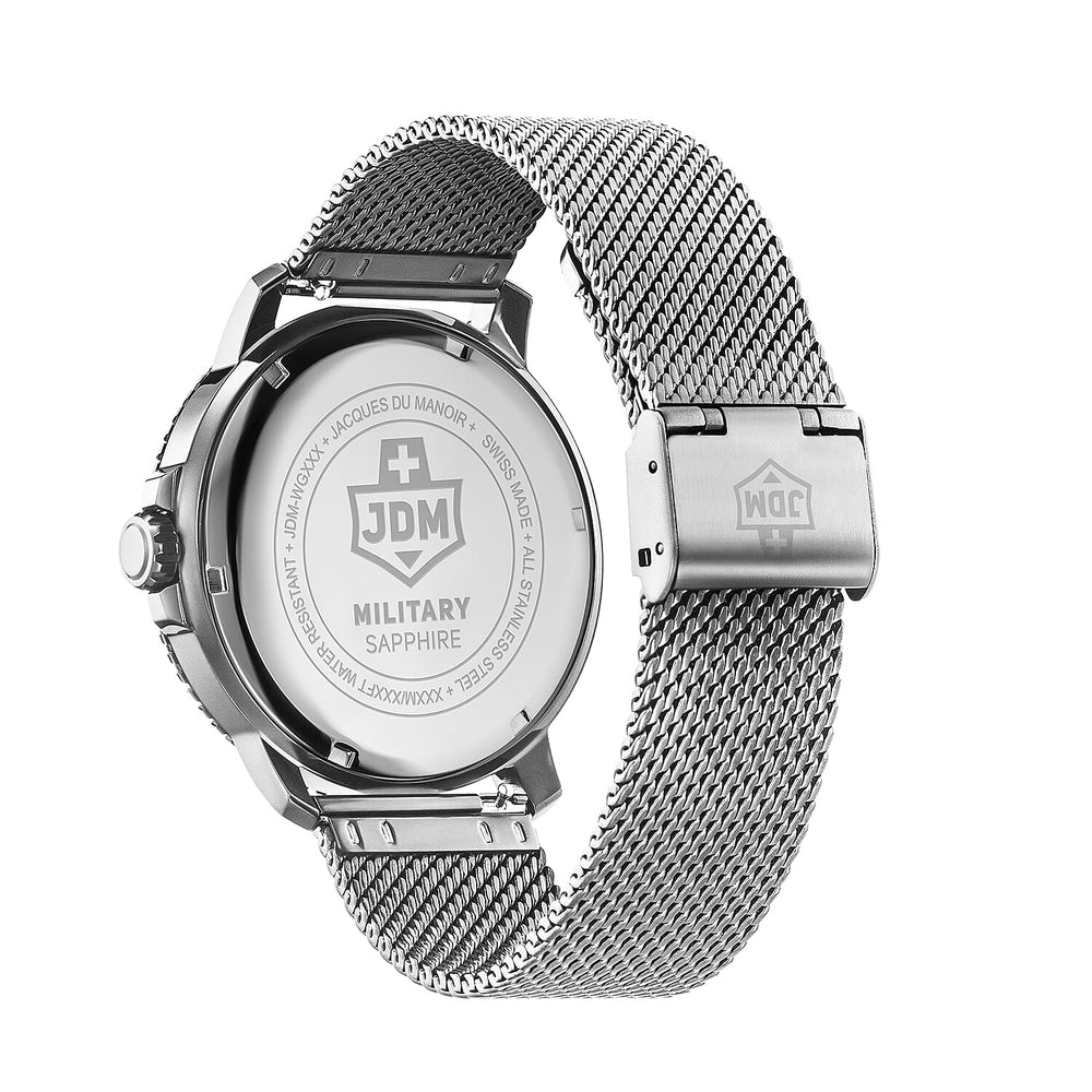 JDM Military Tango Swiss Movt. 20ATM Water Resistance Blue Dial Mens Watch with Silver Colour Stainless Steel Strap