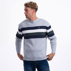 JJ Willis Acrylic Crew Neck Stripe Jumper (Size M) - Light Grey