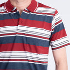 JJ Willis Block Stripe Polo Shirt (Size L) - Wine