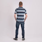 JJ Willis Block Stripe Polo Shirt (Size M) - Grey
