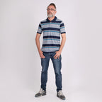 JJ Willis Block Stripe Polo Shirt (Size XL) - Grey