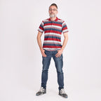 JJ Willis Block Stripe Polo Shirt (Size XL) - Wine