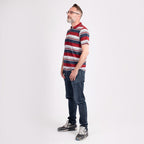 JJ Willis Block Stripe Polo Shirt (Size XXL) - Wine