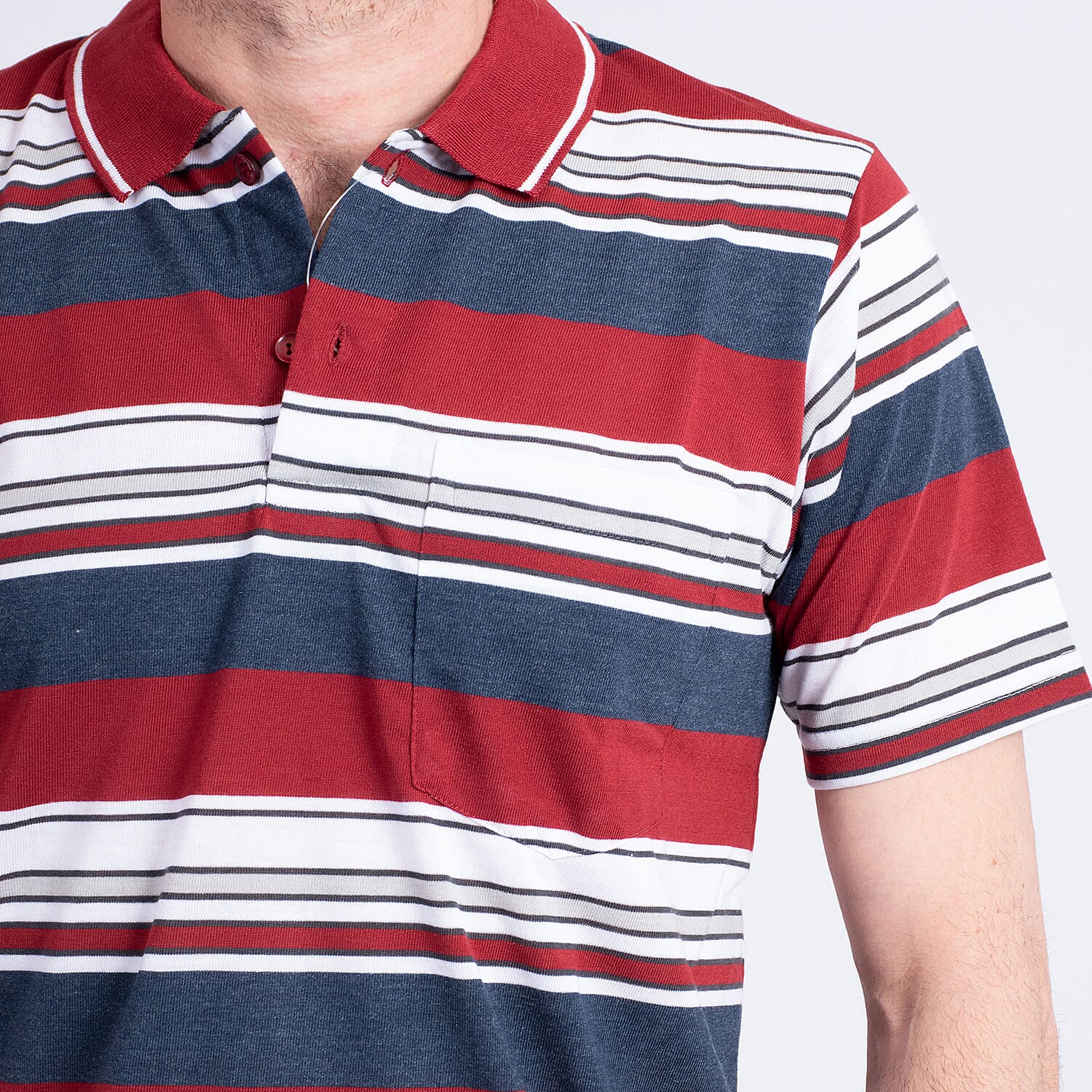 JJ Willis Block Stripe Polo Shirt (Size XXL) - Wine