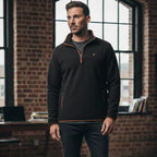 JJ Willis Quarter Zip Fleece Jacket With Contrast Tipping (Size XL) - Black