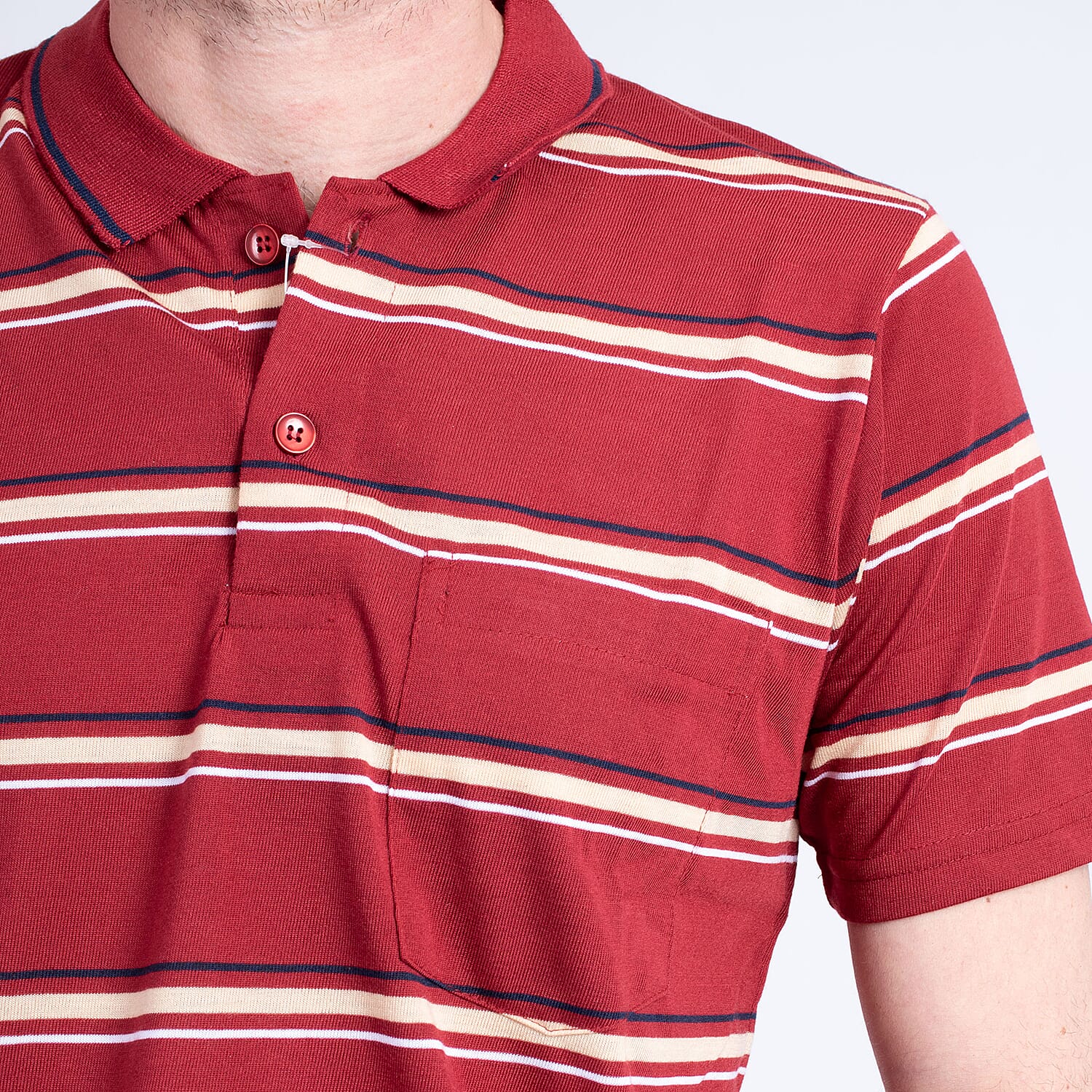 JJ Willis Stripe Polo Shirt (Size XL) - Wine