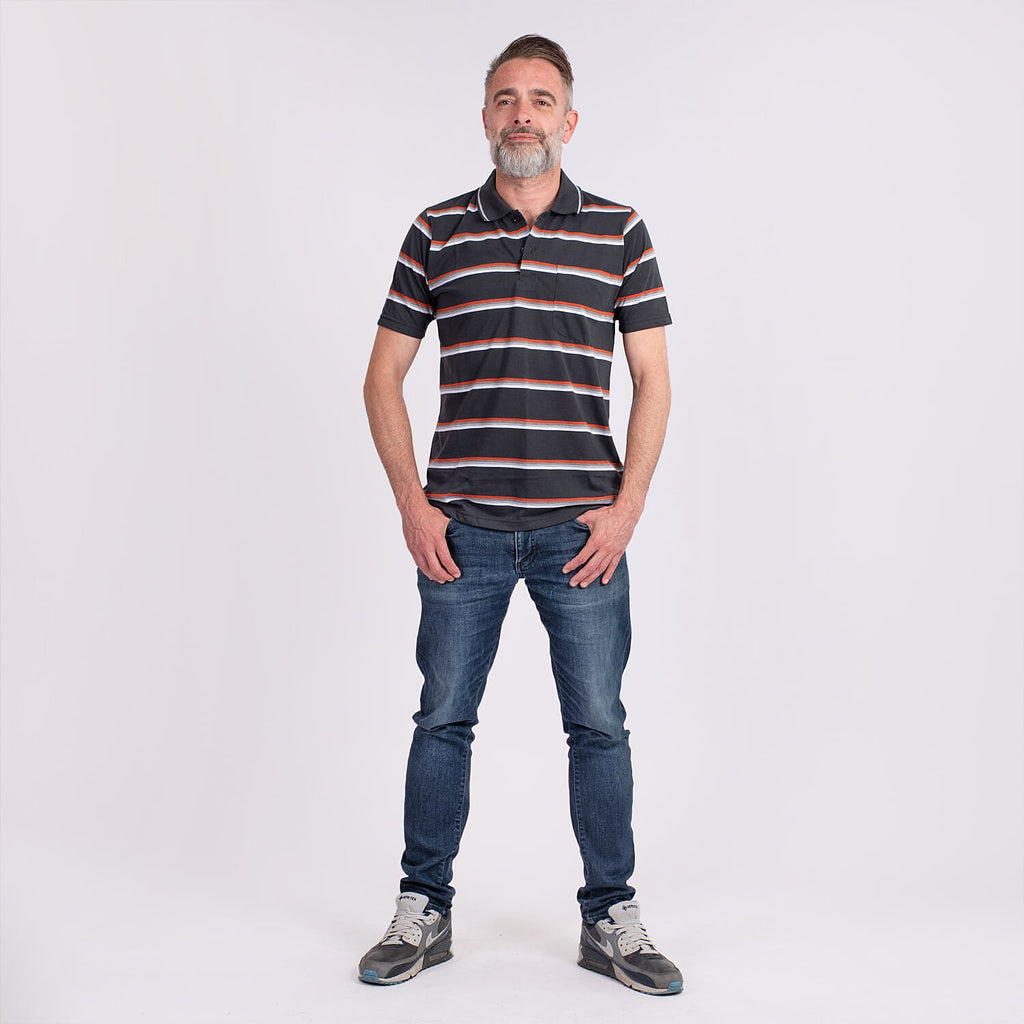 JJ Willis Stripe Polo Shirt (Size XXL) - Black