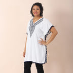 JOVIE 100% Viscose Kaftan with Embroidery (Size 8-22) - White & Black