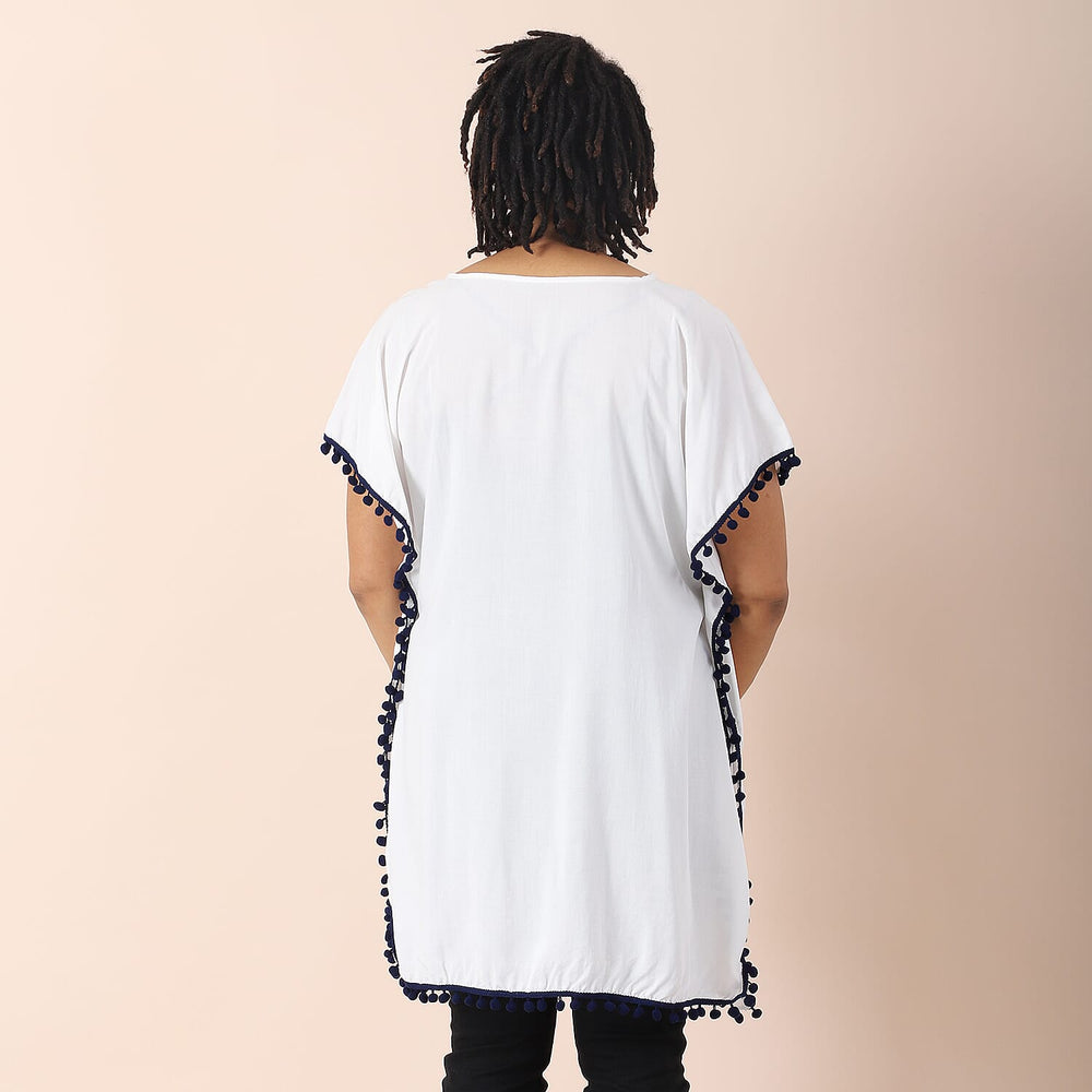 JOVIE 100% Viscose Kaftan with Embroidery (Size 8-22) - White & Black