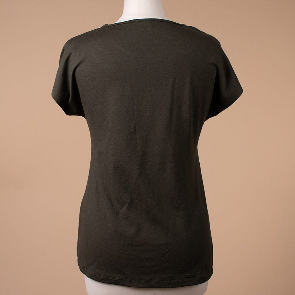 JOVIE Leaf Pattern Low Sleeves Blouse (Size S - 8) - Khaki