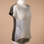 JOVIE Leaf Pattern Low Sleeve Blouse (Size L-XL - 12-14) - Khaki