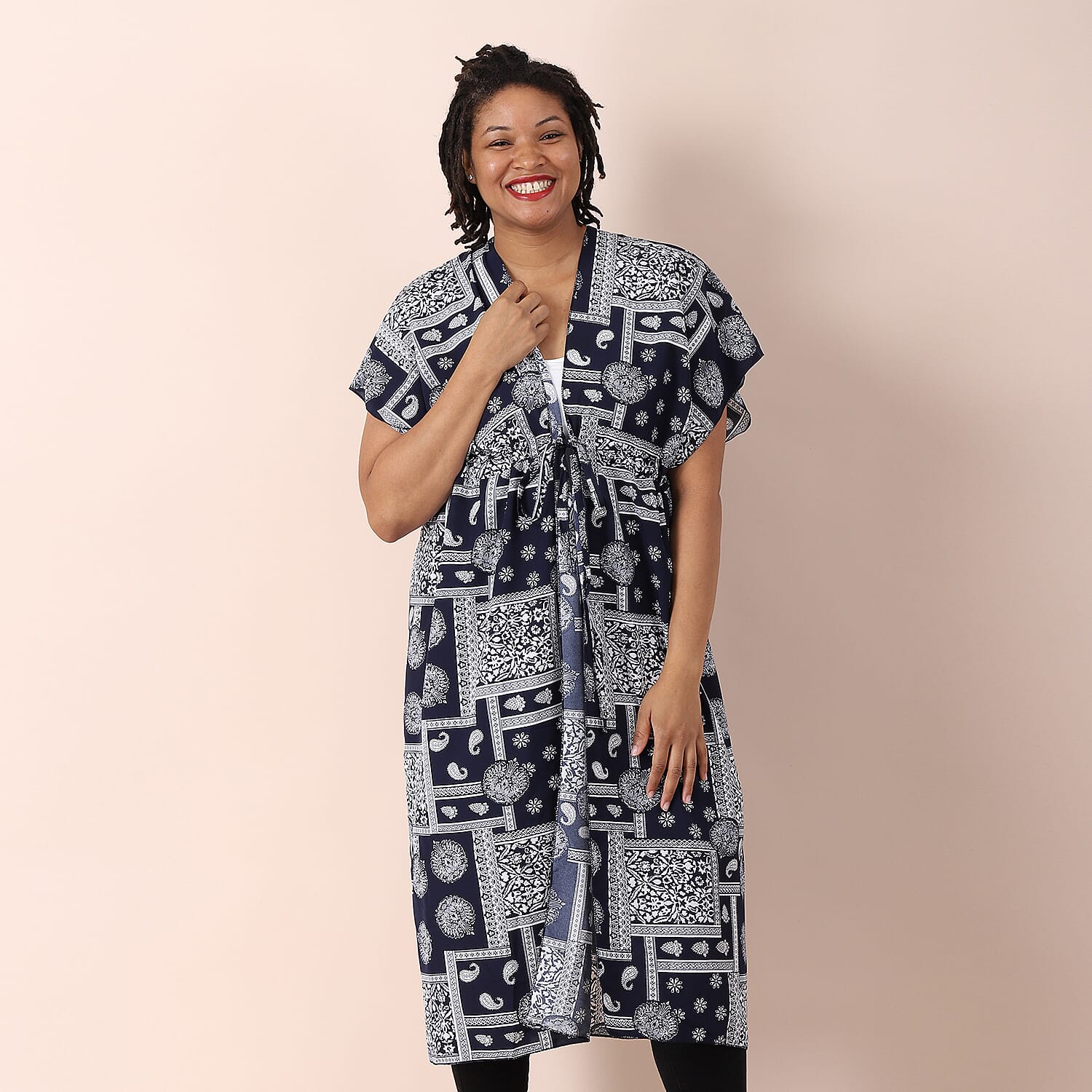 JOVIE Printed Dress (Size up to 20) - Navy