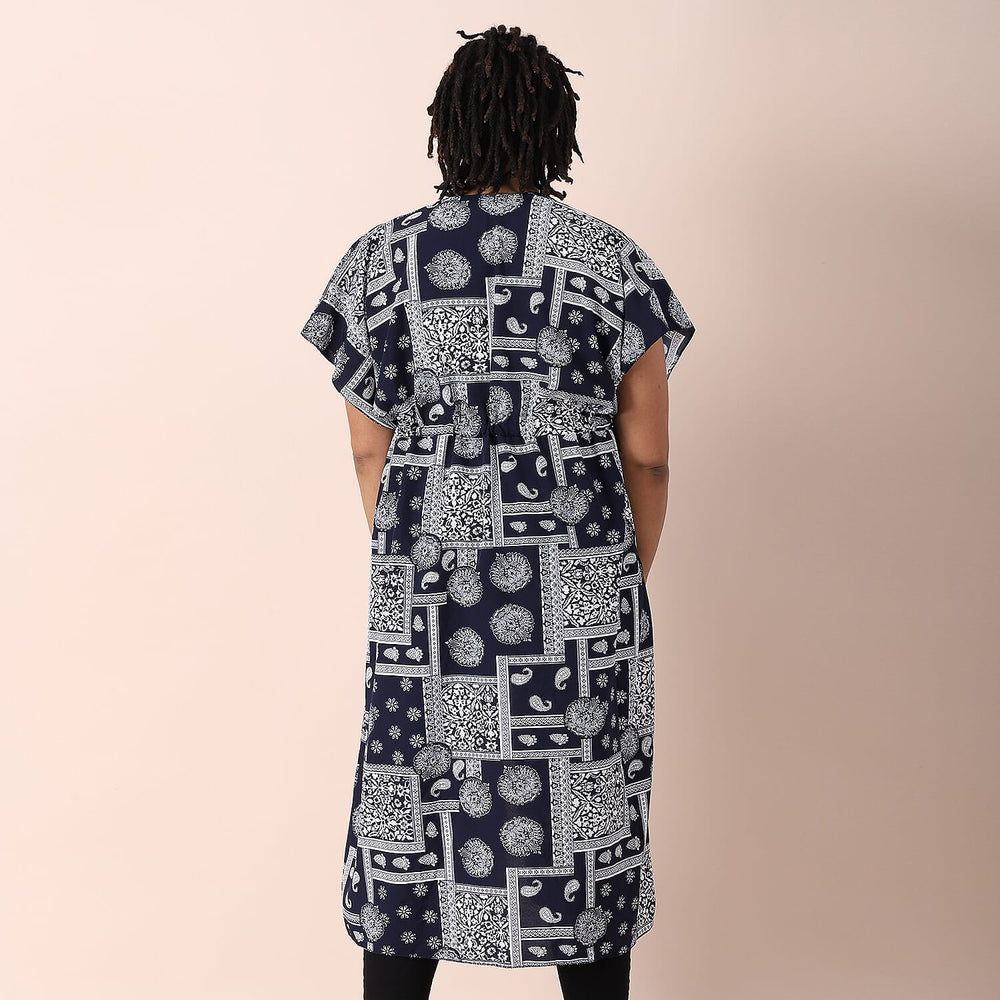 JOVIE Printed Dress (Size up to 20) - Navy