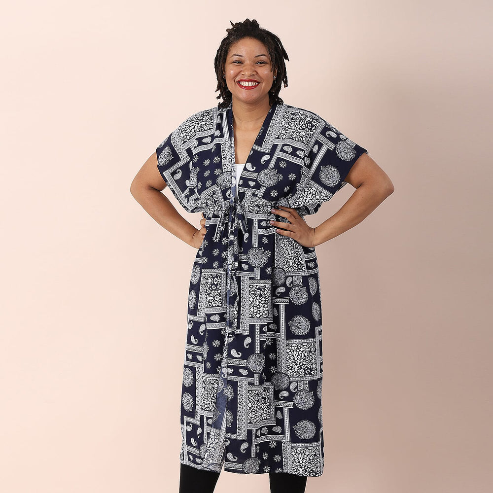 JOVIE Printed Dress (Size up to 20) - Navy