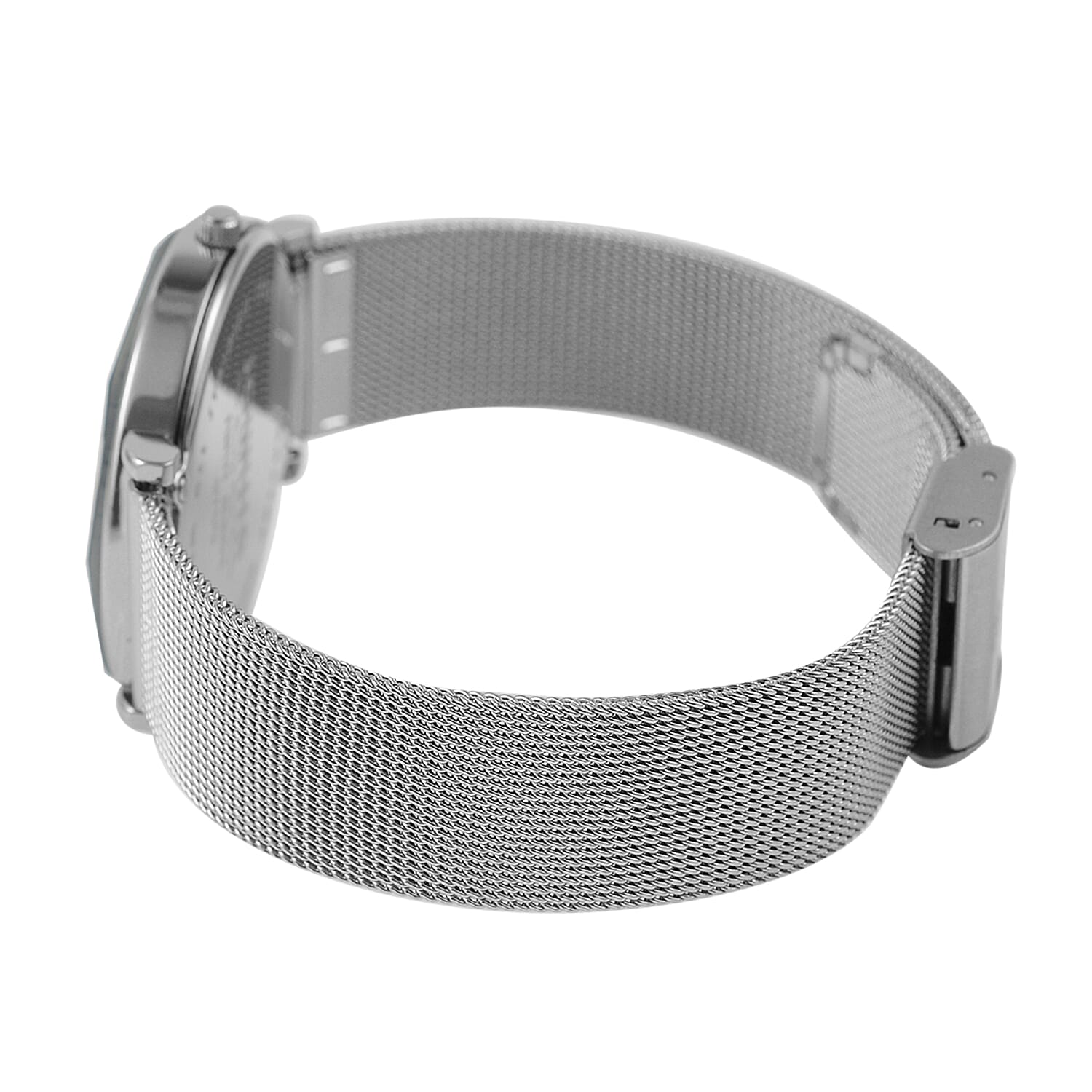 Jowissa - Facet Swiss Water Resistant Black Dial Bracelet Watch with Star Cut and Stainless Steel Mesh Style Strap
