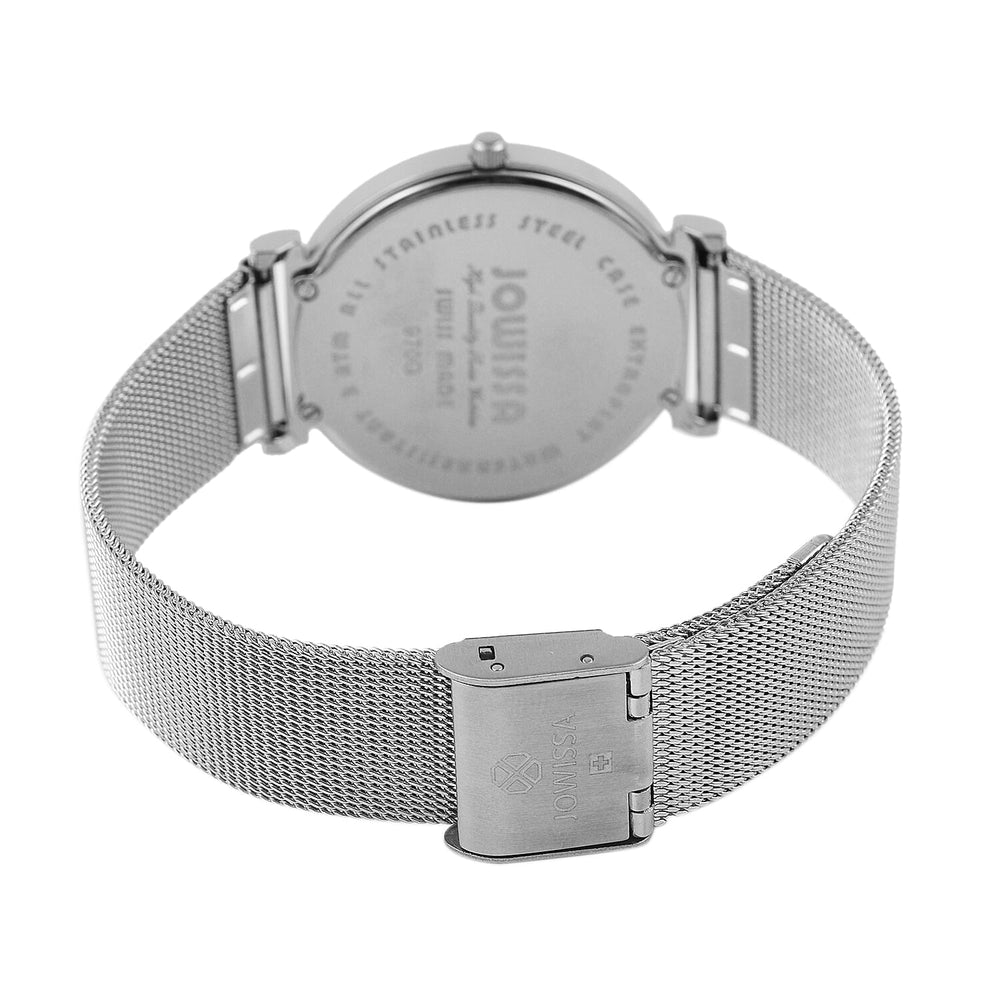 Jowissa - Facet Swiss Water Resistant Black Dial Bracelet Watch with Star Cut and Stainless Steel Mesh Style Strap