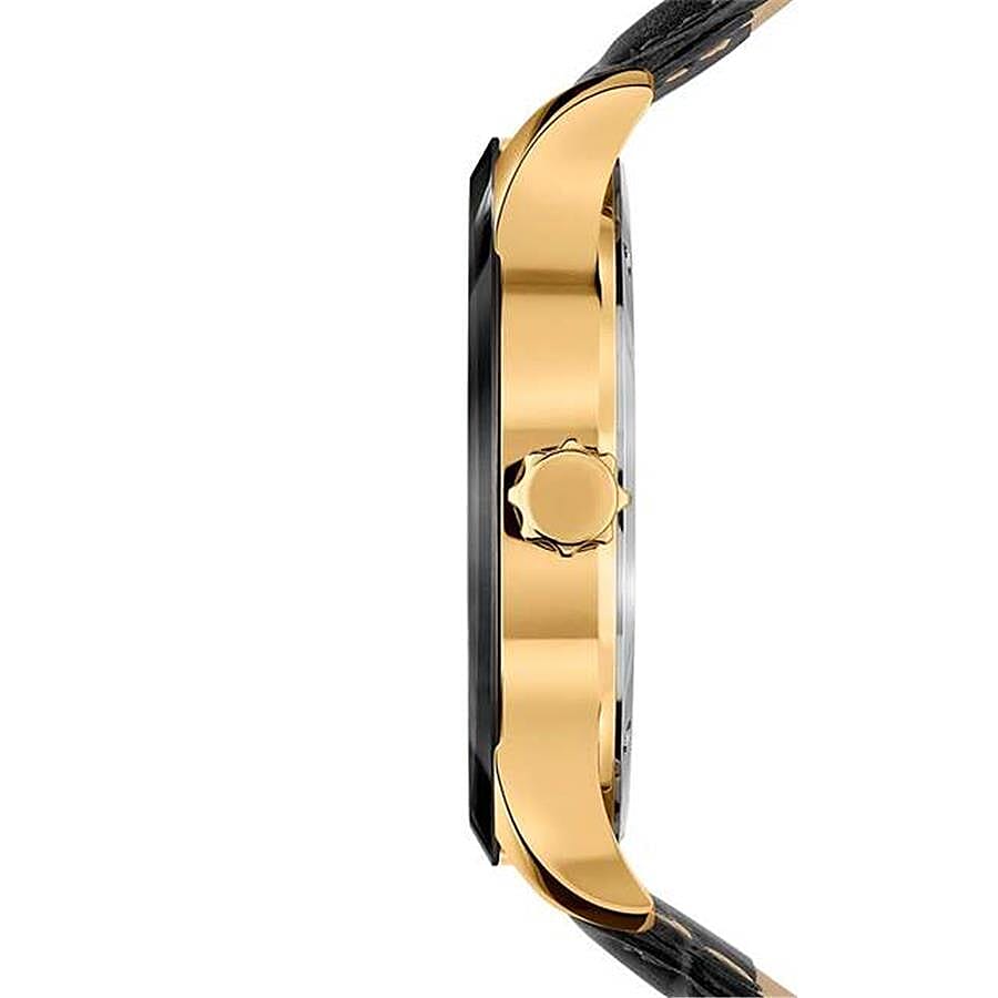 JOWISSA Tiro Swiss Mens 5 ATM Water Resistant Watch with Alligator Print Genuine Leather Strap - Black & Gold