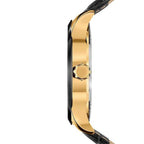JOWISSA Tiro Swiss Mens 5 ATM Water Resistant Watch with Alligator Print Genuine Leather Strap - Black & Gold