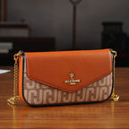 JVC- Milano Style Italian Luxury Shoulder Chain Crossbody Bag - Brown & Tan