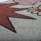 Jacquard Woven Big Flower Printed Throw with Fringes (Size 150x126Cm) - Red, Pink and Multi