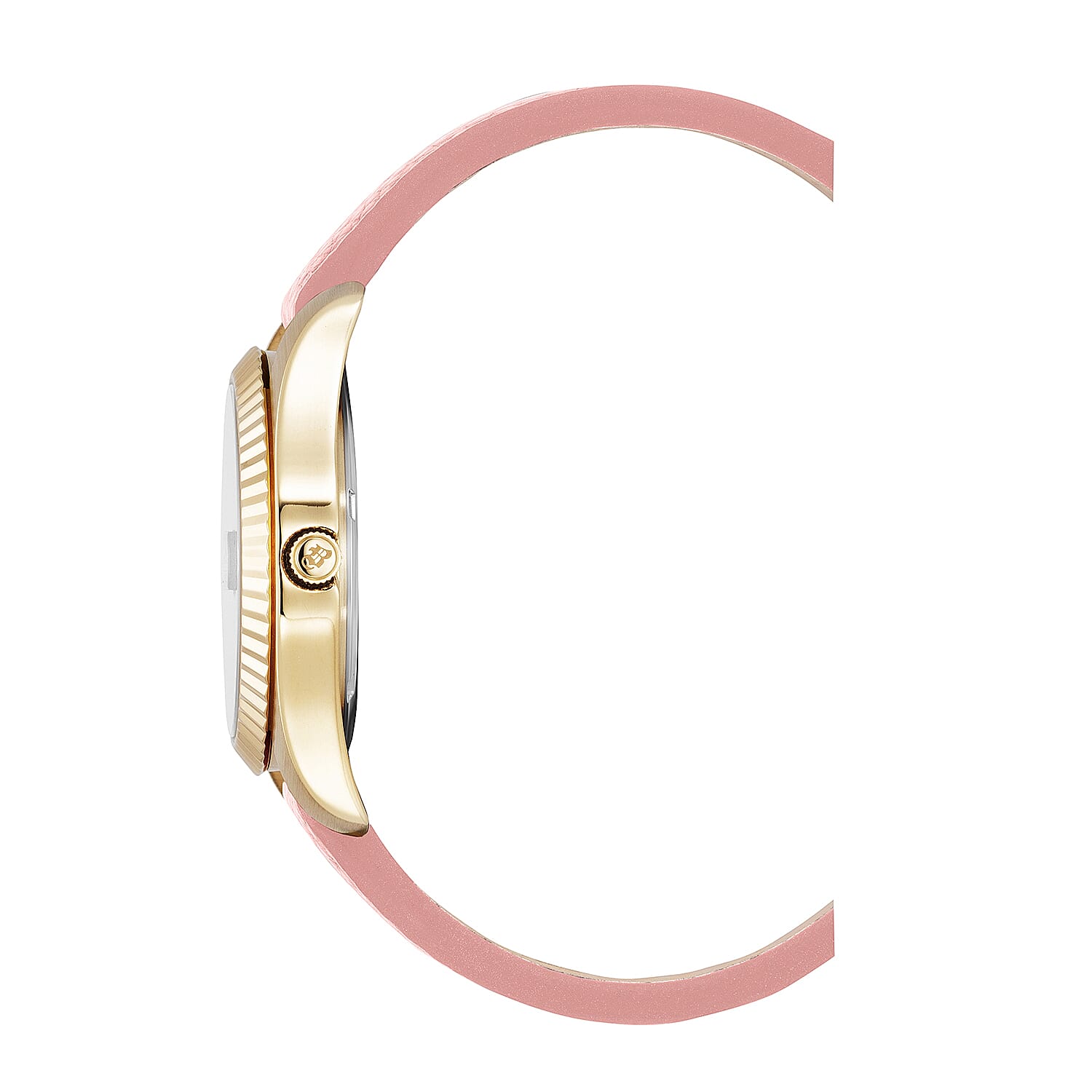 Jacques Du Manoir Inspiration Swiss Quartz Movt. 5ATM WR Pink Dial with Gold Case Ladies Watch with Leather Strap