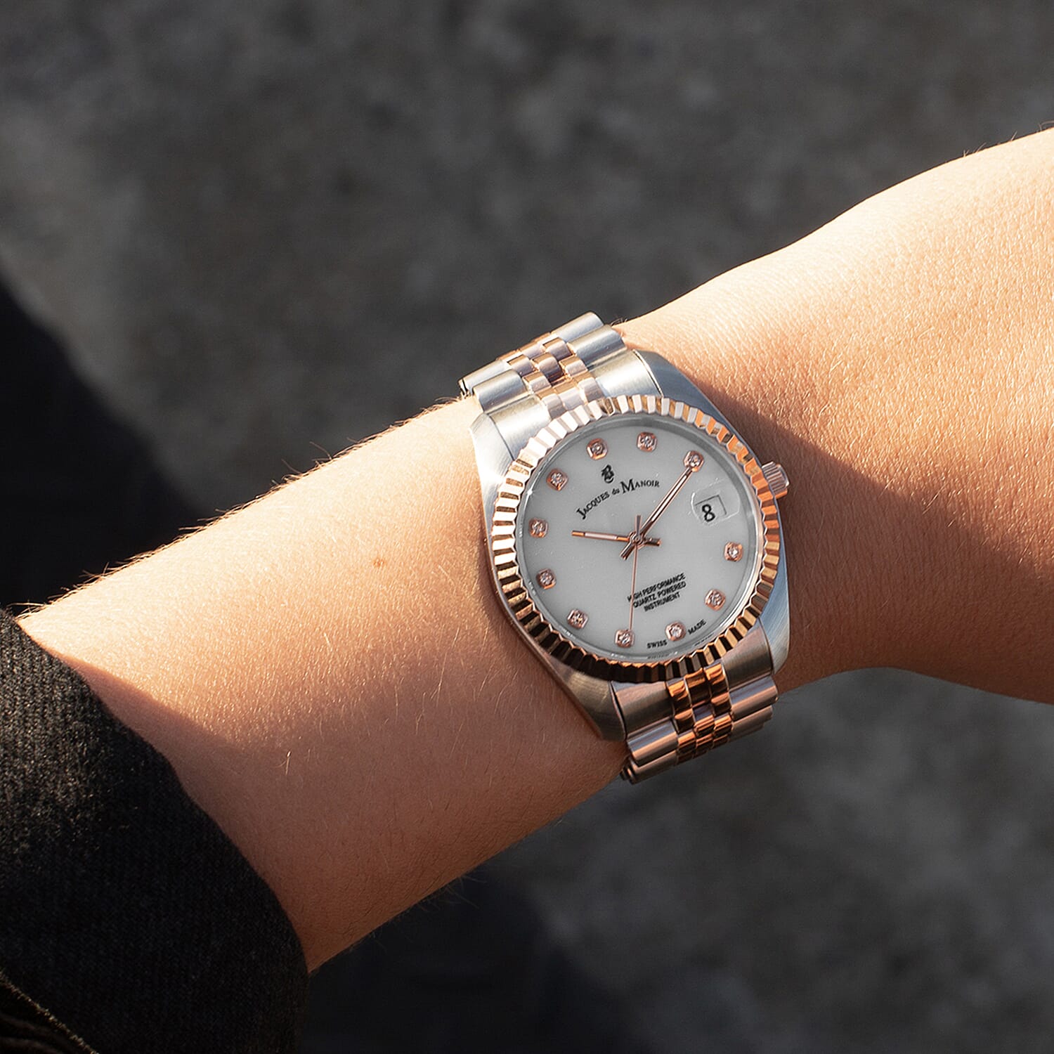 Jacques Du Manoir Inspiration Swiss Quartz Movt. 5ATM WR Silver Dial Ladies Watch with Two Tone Stainless Steel Strap