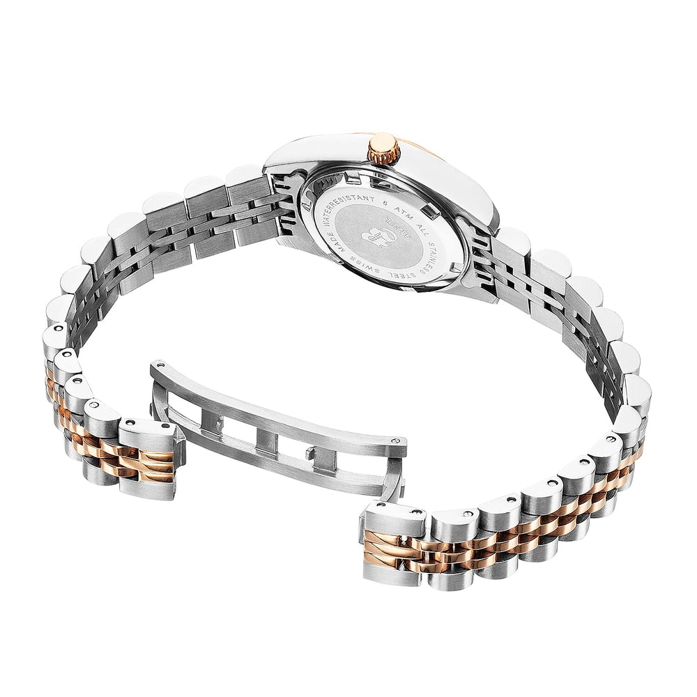 Jacques Du Manoir Inspiration Swiss Quartz Movt. 5ATM WR Silver Dial Ladies Watch with Two Tone Stainless Steel Strap