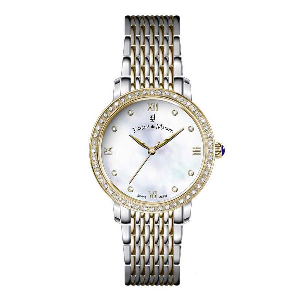 Jacques Du Manoir Classic Swiss Quartz Movt. Water Resistance Silver Dial Ladies Watch with Stainless Steel Strap