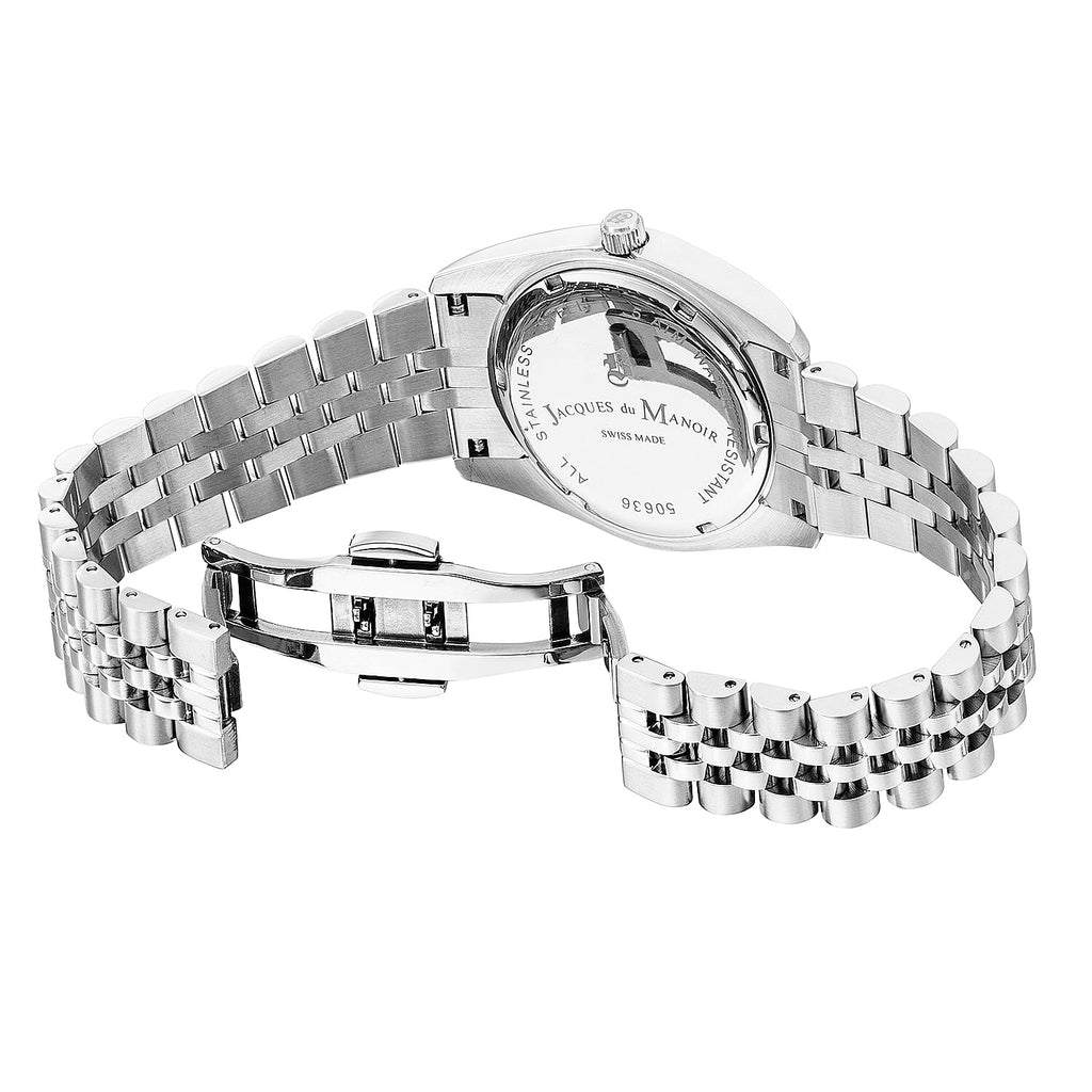 Jacques Du Manoir Inspiration Swiss Quartz Movt. 5ATM WR Blue Dial Ladies Watch with Silver Colour Stainless Steel Strap
