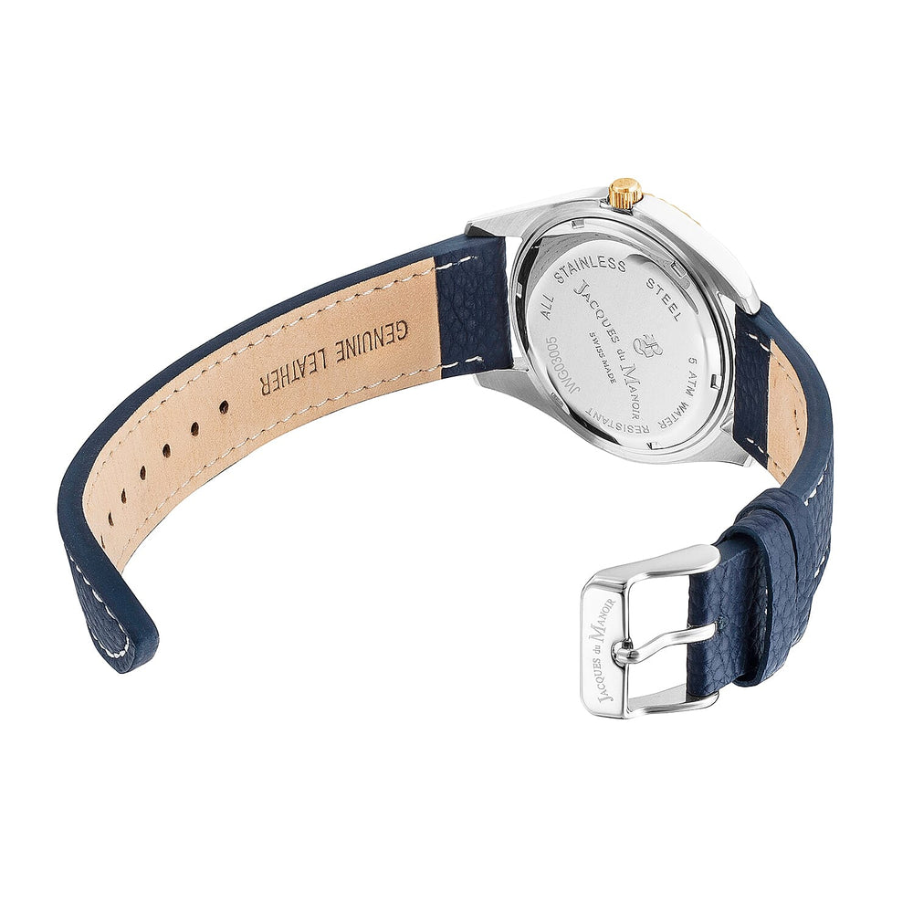 Jacques Du Manoir  Classics 5ATM Swiss Made Stainless Steel Watch with Genuine Leather Strap
