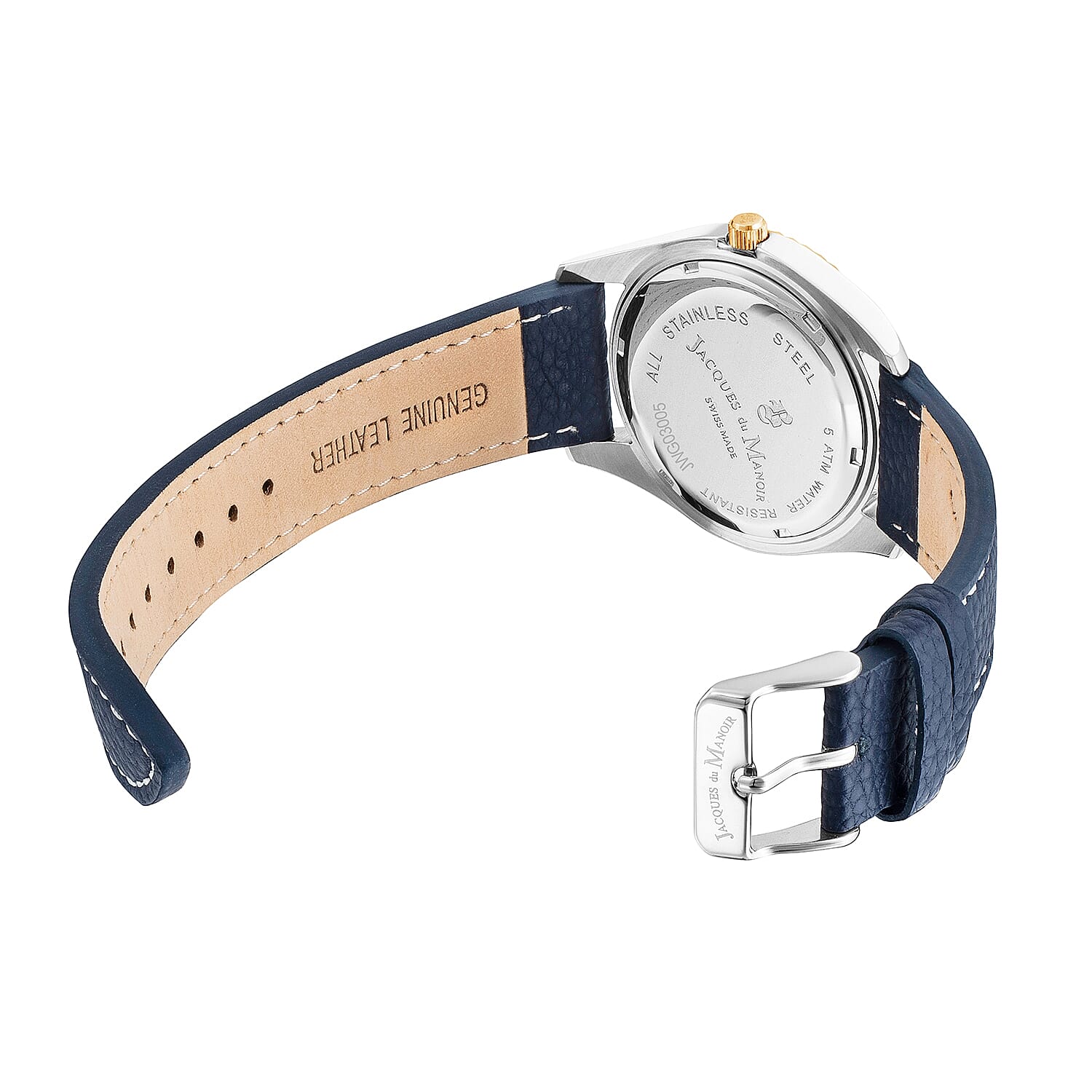 Jacques Du Manoir  Classics 5ATM Swiss Made Stainless Steel Watch with Genuine Leather Strap