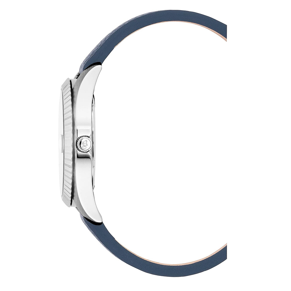 JACQUES DU MANOIR Swiss Quartz Movement 5ATM Water Resistance Silver Dial Mens Watch with Blue Leather Strap