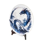 EXCLUSIVE LIMITED EDITION- Serpentine Dragon Painted Disk with Wooden Stand 13255 Cts.Presented in a gift box