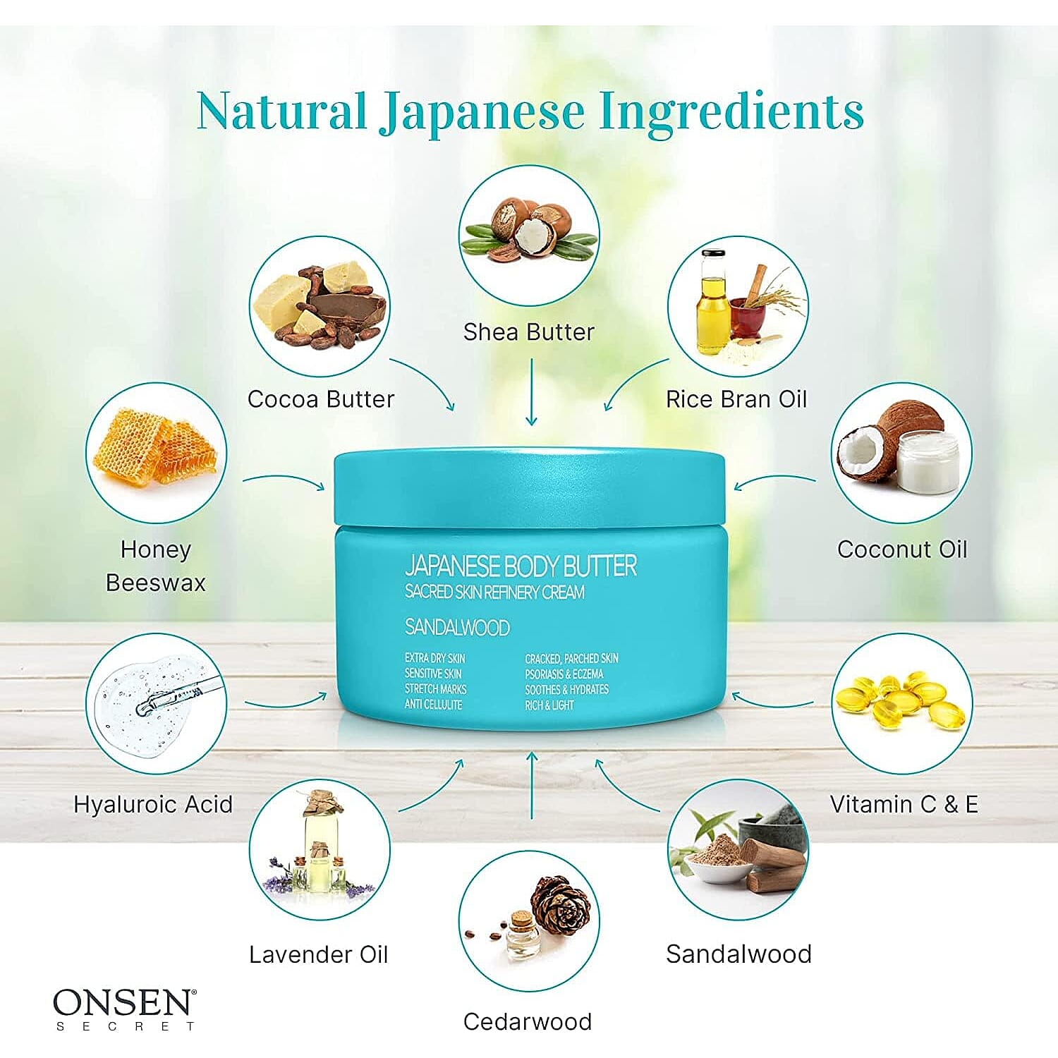 "Japanese Body Butter - Intensified Hdyraton for dry & cracked skin - Sandalwood"