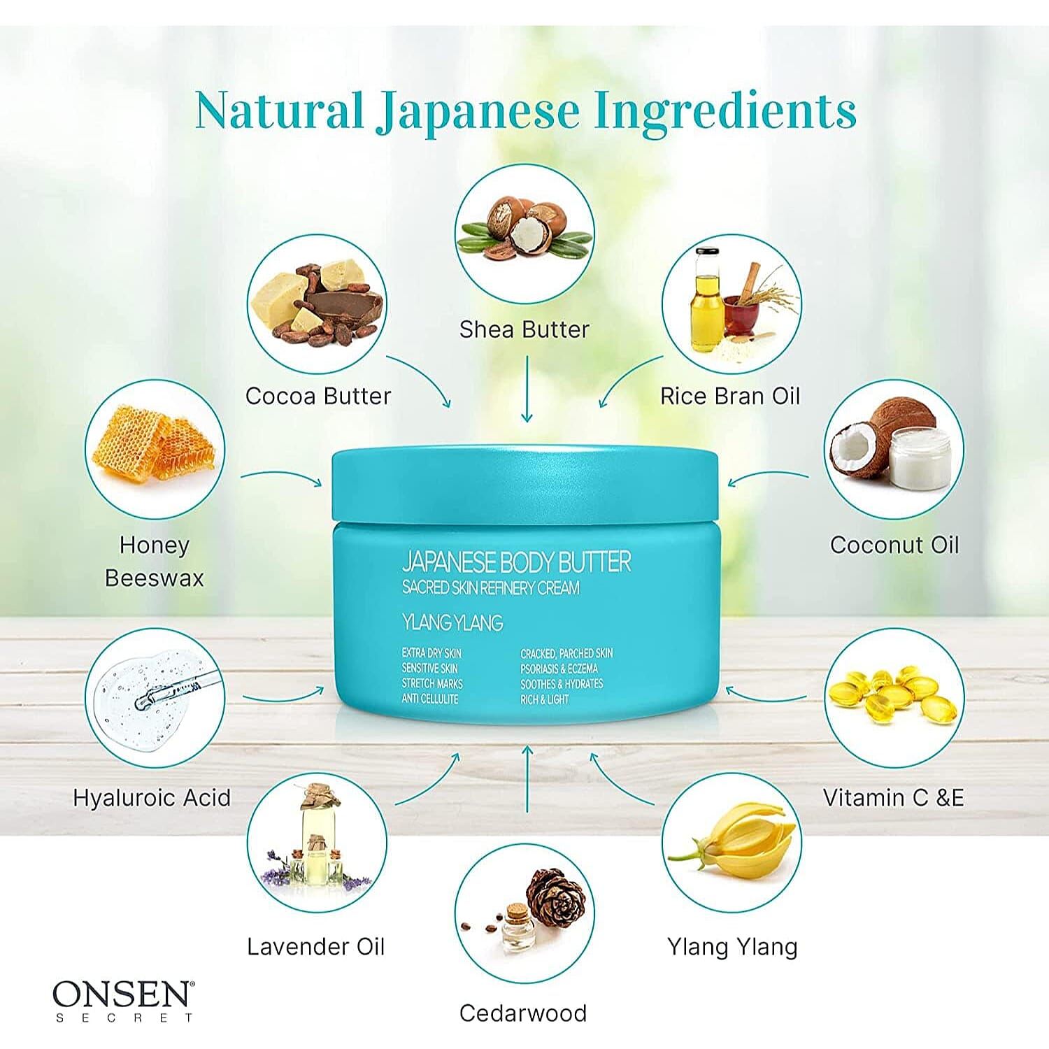 "Japanese Body Butter - Intensified Hdyraton for dry & cracked skin - Ylang Ylang"